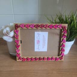 Pink Wooden Heart Button Photo Frame 5 X 7 Inches - thumbnail 2