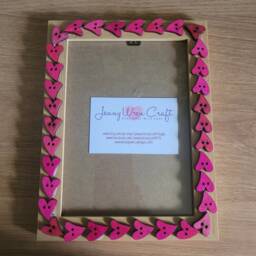 Pink Wooden Heart Button Photo Frame 5 X 7 Inches - thumbnail 3