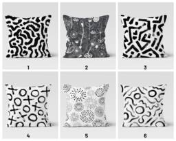 Abstract Geometric Cushion Cover/Abstract Decorative Black White Housewarming Pattern Garden, Home Decoration Pillow - thumbnail 1