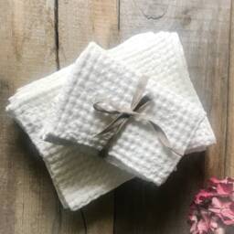 Bath Waffle White Linen Hand Towels in Set Of 2, 4 & 6/Small Spa Towel/Soft Fluffy Towels/Bathroom Accessories/ - thumbnail 2