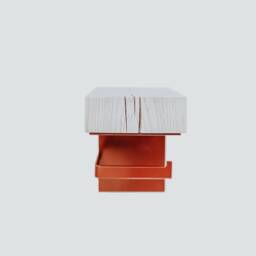 White Oak Toilet Paper Holder With Shelf, Copper Metal Details - thumbnail 4