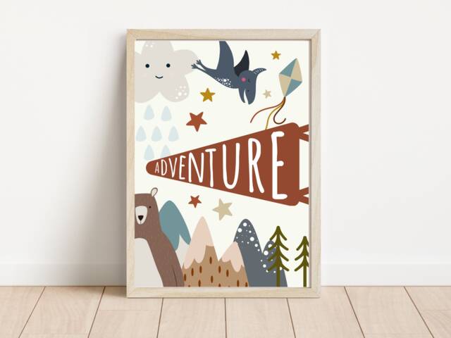 Adventure Print With A Beautiful Earthy Colour Palette. Perfect For Nursery, Bedroom Or Playroom - Prints Only - image 1