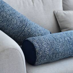 Hmong Indigo Batik Bolster Pillow Handspun Cotton, Kapok Fill - thumbnail 3
