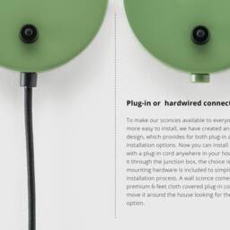 Lea Mid Century Modern Plug-In Wall Sconce Olive Green With Shades Flush Mount Vanity Light Bedside Lamp Retro Fixture - thumbnail 3