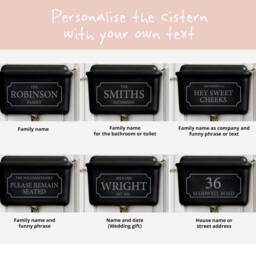 Personalised Cistern Text Highland Cow On Toilet With Newspaper, Funny Bathroom Print, Animal Toilet, Family, Wedding, New Home Gift - thumbnail 2
