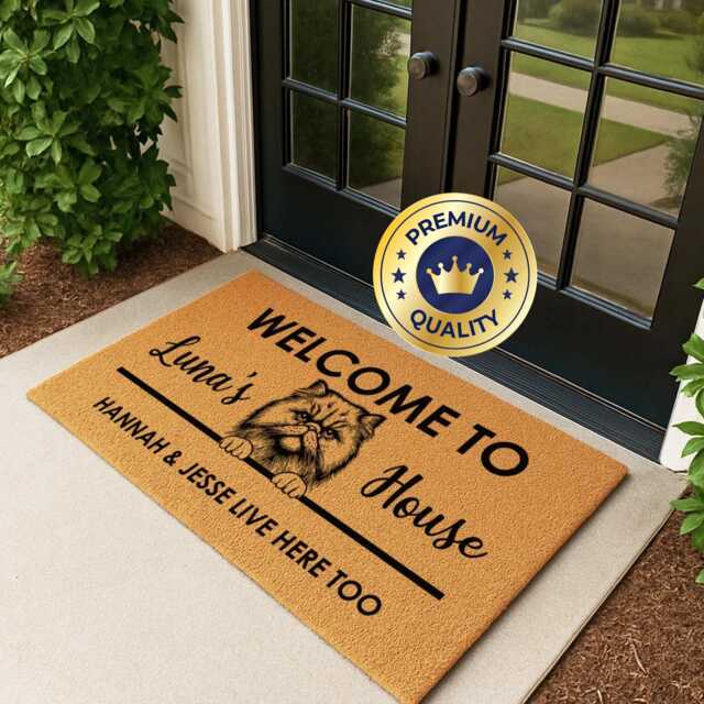 Custom Cat Porch Mat - Name & Breed Silhouette - image 1