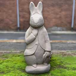 Concrete Peter Rabbit Sculpture Outdoor Garden Statue Handmade Stone Animal Figurine Cement Bunny Decor Memorial Ornament Gift - thumbnail 1
