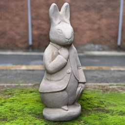 Concrete Peter Rabbit Sculpture Outdoor Garden Statue Handmade Stone Animal Figurine Cement Bunny Decor Memorial Ornament Gift - thumbnail 3