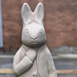 Concrete Peter Rabbit Sculpture Outdoor Garden Statue Handmade Stone Animal Figurine Cement Bunny Decor Memorial Ornament Gift - thumbnail 2