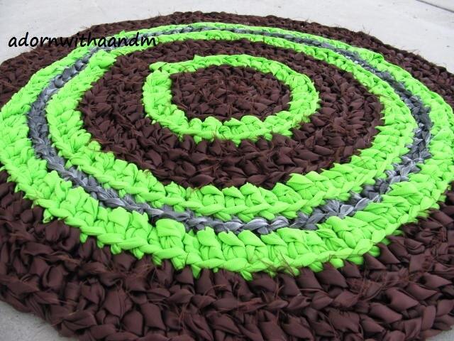 Lime Surprise Crocheted Circle Rag Rug, Eco Friendly, Washable, Bright Colors, Durable, Bath Mat, Durable, Bath Kitchen, Home Decor - image 1