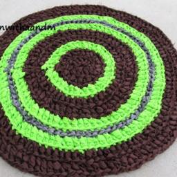 Lime Surprise Crocheted Circle Rag Rug, Eco Friendly, Washable, Bright Colors, Durable, Bath Mat, Durable, Bath Kitchen, Home Decor - thumbnail 2