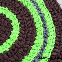 Lime Surprise Crocheted Circle Rag Rug, Eco Friendly, Washable, Bright Colors, Durable, Bath Mat, Durable, Bath Kitchen, Home Decor - thumbnail 3