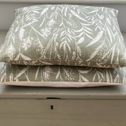 Wild Grasses Linen Throw Pillow Cover Moss Green Botanical Cushion - thumbnail 3