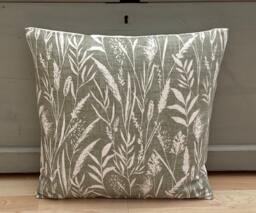 Wild Grasses Linen Throw Pillow Cover Moss Green Botanical Cushion - thumbnail 1