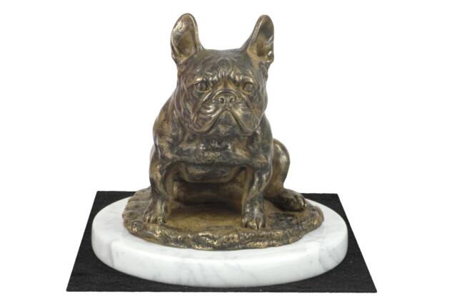 French Bulldog Mum, Dog White Marble Base Statue, Limited Edition, Artdog. Made Of Cold Cast Bronze. Perfect Gift. Limited Edition - image 1