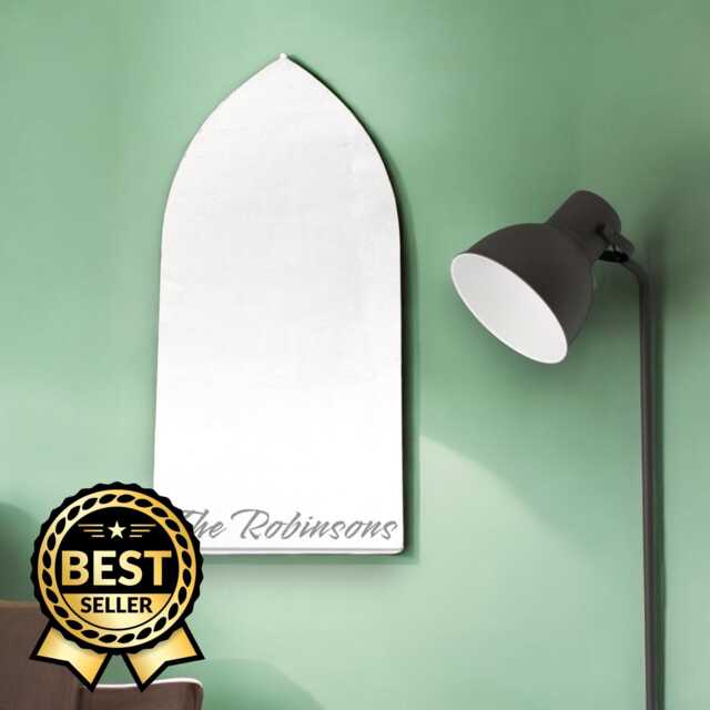 Gothic Arch Shaped Mirrors With White Backing & Hooks, Bespoke Shapes Made - image 1