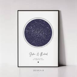 star Map Personalised Framed Print, Night We Met Poster, Wedding Anniversary Gift, Celestial By Date, Custom Sky Constellation Art - thumbnail 3