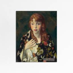 Dressing Gown Ii - Vintage Portrait Woman Boudoir Oil Painting Thrifted French Print Sizes 8x10 11x14 - thumbnail 2