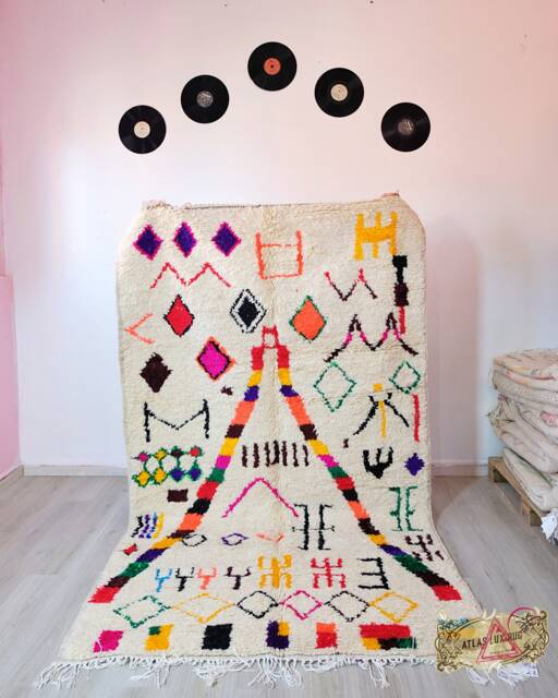 Custom Handmade Beni Ourain Rug - Authentic Hand-Knotted Moroccan Wool Berber, Colorful Rug - Area - image 1