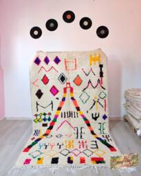 Custom Handmade Beni Ourain Rug - Authentic Hand-Knotted Moroccan Wool Berber, Colorful Rug - Area - thumbnail 1