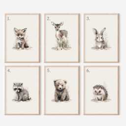 Choose Your Own Woodland Forest Animal Fox Bunny Racoon Bear Deer Hedgehog Boys Girls A4 Or A3 Nursery Set Of Unframed Prints - thumbnail 2