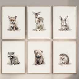 Choose Your Own Woodland Forest Animal Fox Bunny Racoon Bear Deer Hedgehog Boys Girls A4 Or A3 Nursery Set Of Unframed Prints - thumbnail 3