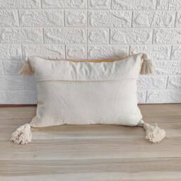 Mustard Yellow & Ivory Cotton Embroidered Tufted Textured Pillow Cover 12x20 - 14x20 14x24 16x24 Cushion Boho Case - thumbnail 4