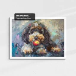 Colorful Cockapoo With Chew Ball Dog Pet Art Oil Painting Framed Poster Print & Canvas Wall Living Home Decor Interior Gift - thumbnail 3