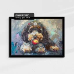 Colorful Cockapoo With Chew Ball Dog Pet Art Oil Painting Framed Poster Print & Canvas Wall Living Home Decor Interior Gift - thumbnail 2