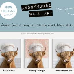 Highland Cow in Chef's Hat Kitchen Print, Funny Cooking Restaurant, Cafe, Food, Cookery Scotland, Whimsy Animal - thumbnail 2