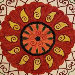 Hand-Embroidered Silk Suzani Pillow Cover - thumbnail 2