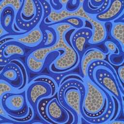Robert Kaufman Psychedelia Cushion Cover Retro Blue Cotton Throw Pillow - thumbnail 4