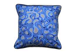 Robert Kaufman Psychedelia Cushion Cover Retro Blue Cotton Throw Pillow - thumbnail 1