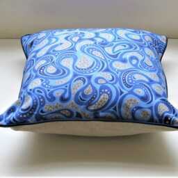 Robert Kaufman Psychedelia Cushion Cover Retro Blue Cotton Throw Pillow - thumbnail 3