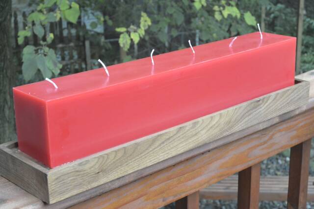 Custom Hand Poured Cranberry Red 24 Inch Long Candle With 6 Cotton Wicks - image 1