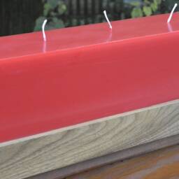 Custom Hand Poured Cranberry Red 24 Inch Long Candle With 6 Cotton Wicks - thumbnail 3