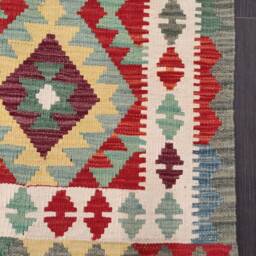 Colourful Runner Rug, Handmade Artisan Afghan Turkish Scandinavian Navajo Bohemian Wool Kilim Rug 198x71 cm - thumbnail 2