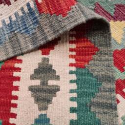 Colourful Runner Rug, Handmade Artisan Afghan Turkish Scandinavian Navajo Bohemian Wool Kilim Rug 198x71 cm - thumbnail 3