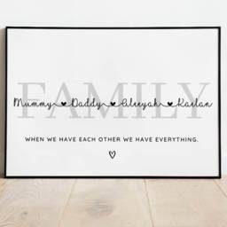 Personalised Family Wall Print - Home Decor Mother's Day Gift Father's Customised Name Prints Custom Art Gifts - thumbnail 2