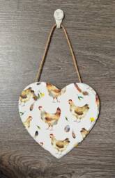 Decoupage Chicken Slate Heart Wall Hanging Farmhouse Decor