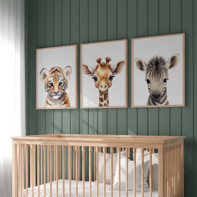 Safari Baby Animal Nursery Prints, Set Of 3, Prints, Wall Art, Prints For Nursery, Christmas Gift - image 1