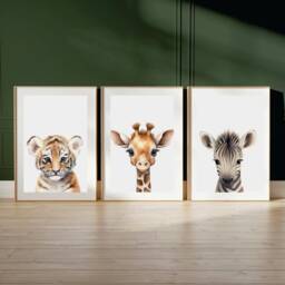 Safari Baby Animal Nursery Prints, Set Of 3, Prints, Wall Art, Prints For Nursery, Christmas Gift - thumbnail 2