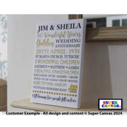 50Th Golden Wedding Anniversary Personalised Couple Wall Art Framed Canvas Print Wife Husband Parents Grandparents Friend Mum Dad Gift - thumbnail 2