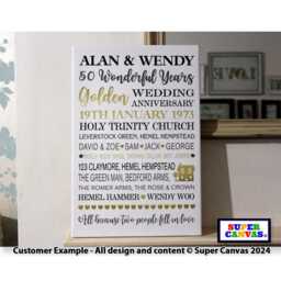 50Th Golden Wedding Anniversary Personalised Couple Wall Art Framed Canvas Print Wife Husband Parents Grandparents Friend Mum Dad Gift - thumbnail 1
