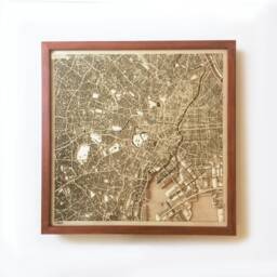 Tokyo Wooden Map - Laser Cut Mahogany Streets, 3D Framed Wall Art - thumbnail 1