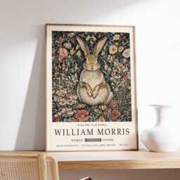 William Morris Poster, Rabbit Print, Animal Floral Botanical Decor, Kew Gardens Art, Wall Art - thumbnail 1