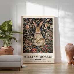 William Morris Poster, Rabbit Print, Animal Floral Botanical Decor, Kew Gardens Art, Wall Art - thumbnail 2