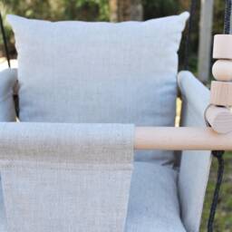 Linen Baby Swing Natural Fabric, Wooden Beads, Indoor Toddler Swing - thumbnail 3