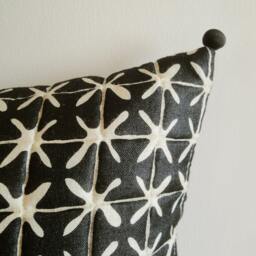 Black, Quilted, Wool & Silk Blend Pillow Cover , Cushion Decorative Accent Throw - thumbnail 2