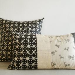 Black, Quilted, Wool & Silk Blend Pillow Cover , Cushion Decorative Accent Throw - thumbnail 4
